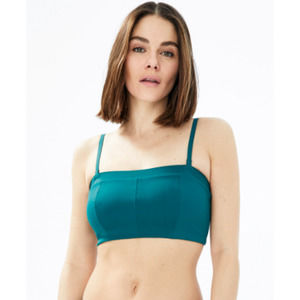 NEW Ornorm Bandeau Crop Bikini Top in June Bug Emerald Green